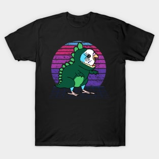 Vaporwave blue budgie Dinosaur T-Shirt